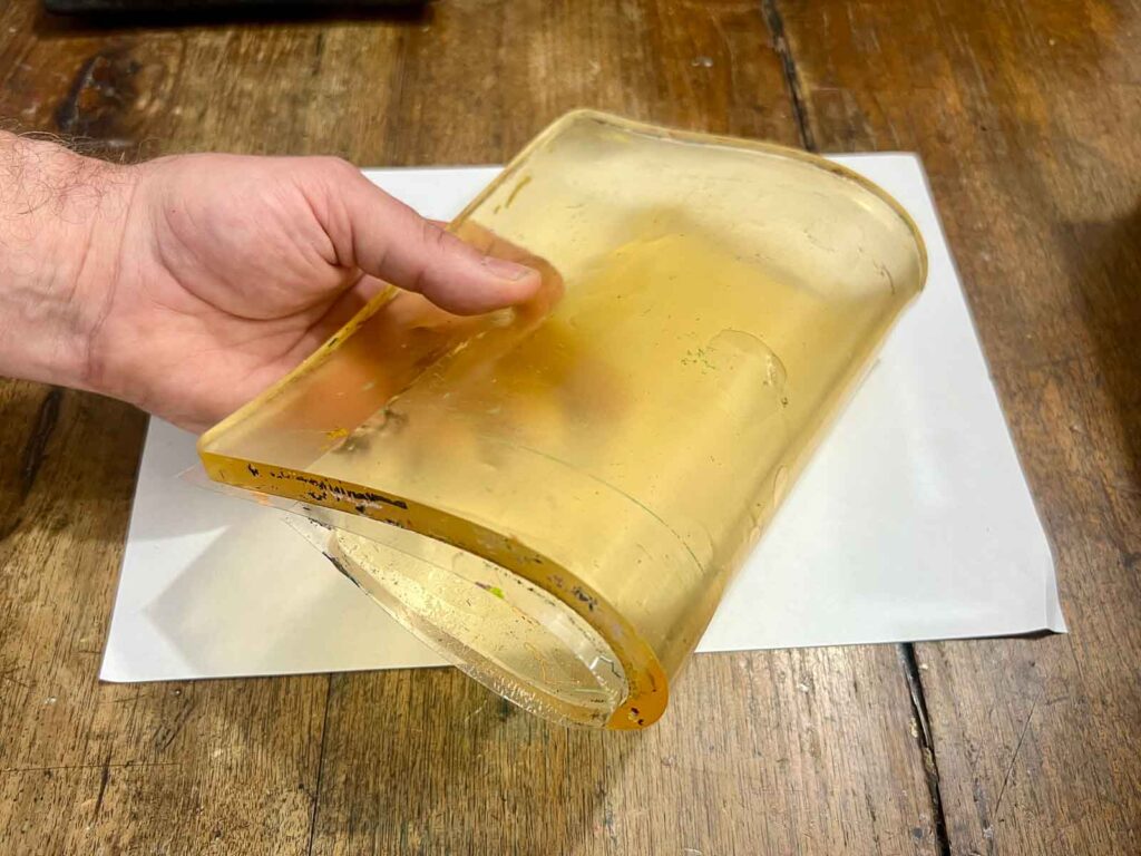 The gelatine plate used in gel plate printing Florence workshops for kids at Fatacadabra