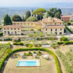 Aerial view of the family run Tuscan estate near Florence hosting a chianti cooking class