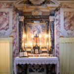 Historic private chapel interior at the family run Tuscan villa in Chianti