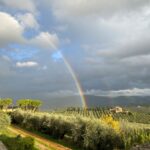 Rainbow over olive groves and hills in the Chianti countryside