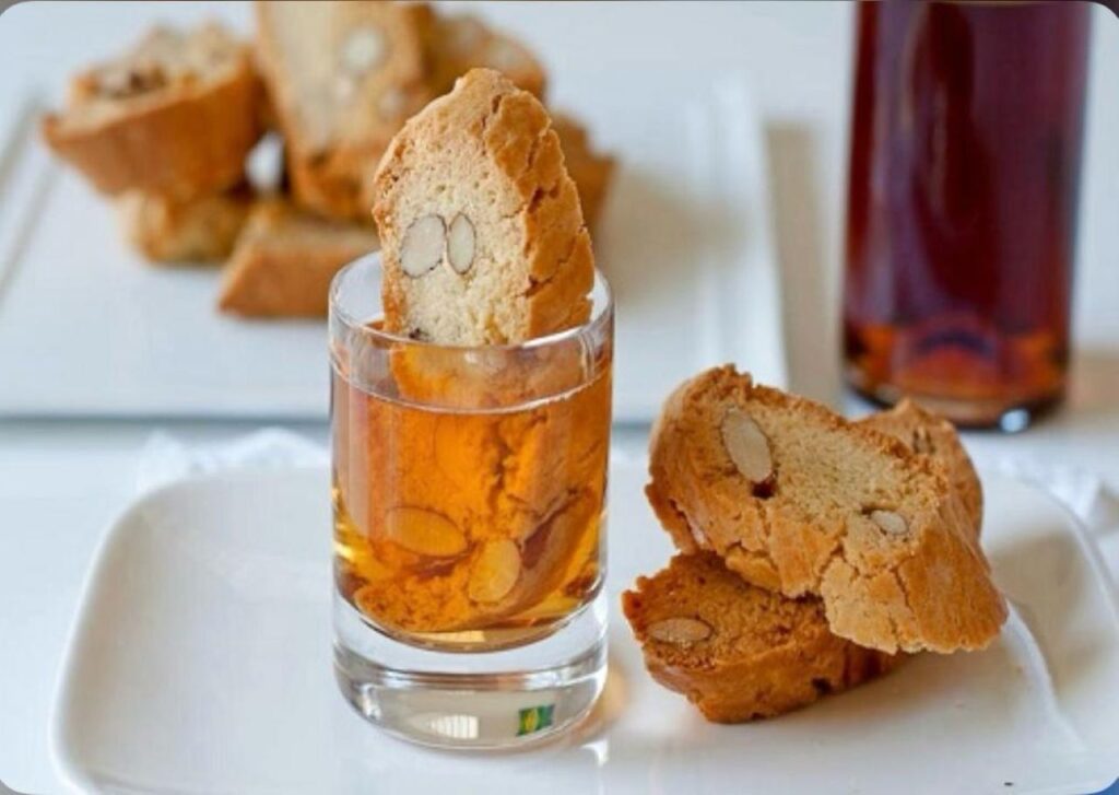 Cantucci biscuits served with Vin Santo in Tuscany