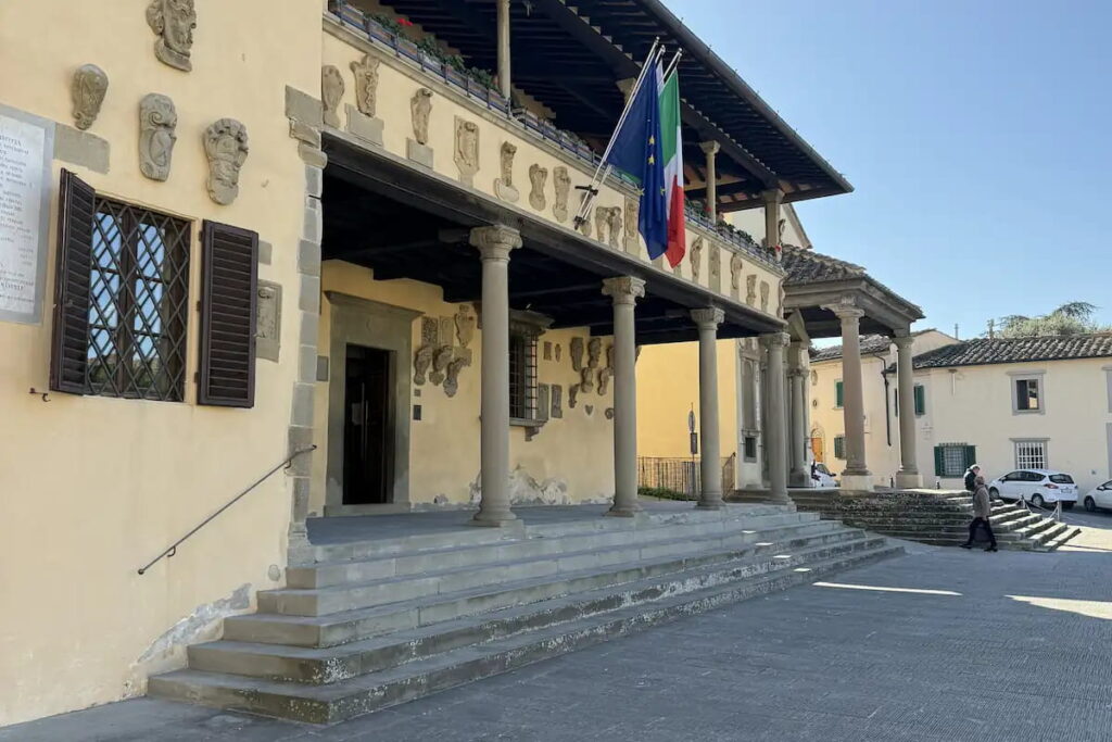 Loggia of the Palazzo Pretorio in Fiesole, visited on the e-bike tour from Florence