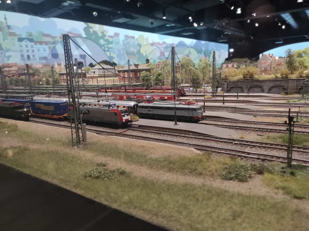 Close-up of freight locomotives at HZERO Museum Florence market food tour experience