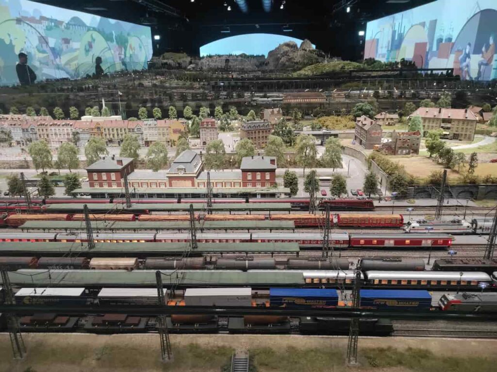 Miniature city and central station scene at HZERO Museum Florence tours with kids
