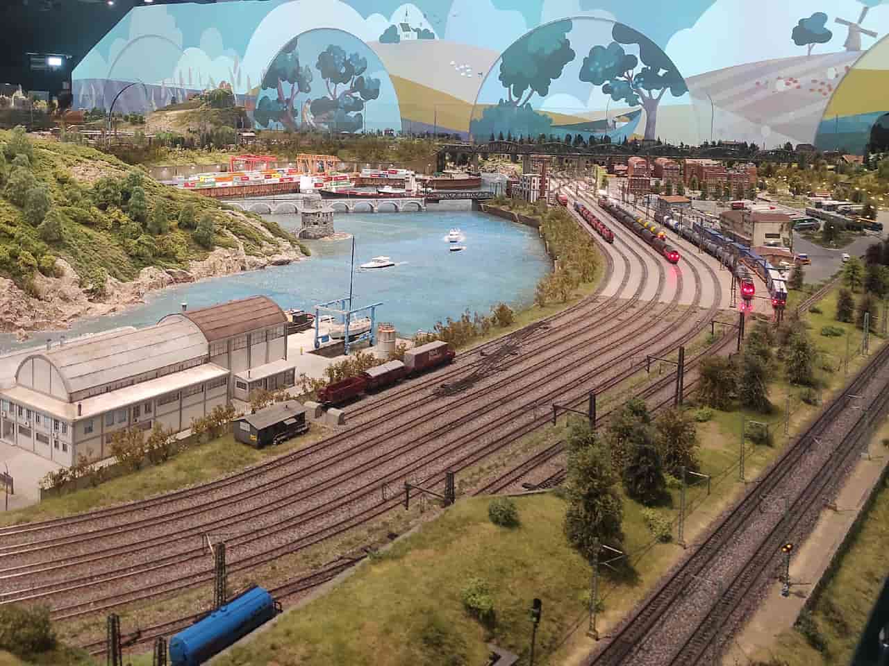 Model railway yard and waterfront scene at HZERO Museum Florence family things to do