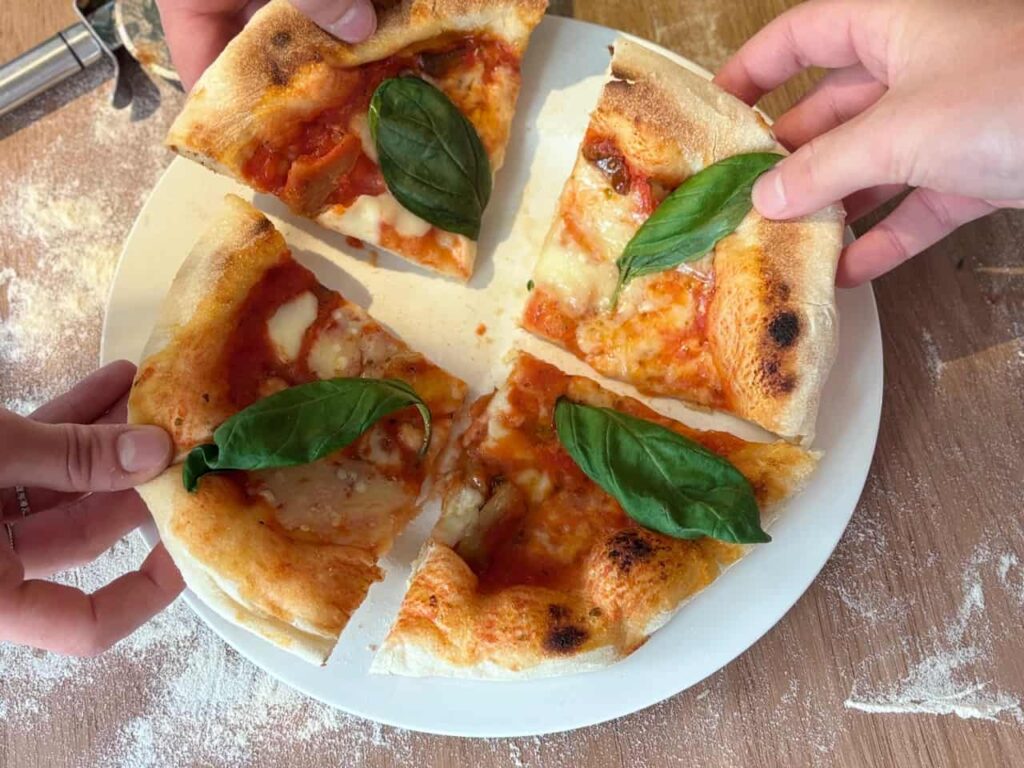 pizza class Florence Italy freshly baked pizza with basil